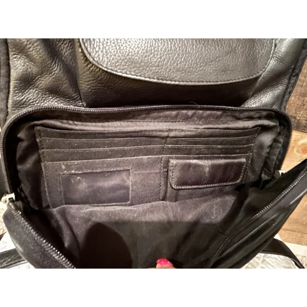 Wilsons Leather‎ Black Messenger Bag Multi Pocket Organizer Briefcase